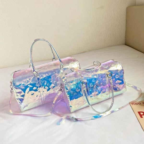 Rainbow Color Sports Travel Bag Men And Women Dazzling Acrylic Chain Handbag