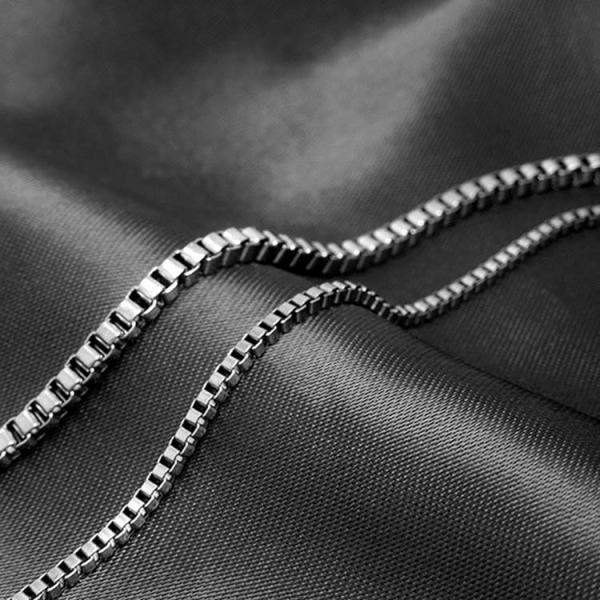 Men's 925 Silver Plated Titanium Stainless Steel  Box Chain Necklace (CE496)
