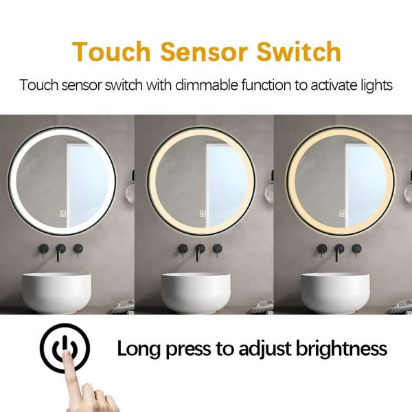 Aluminium Framed LED Round Bathroom Mirror With Smart Touch Screen