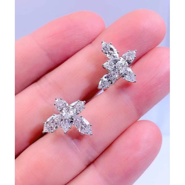 4.24ct Marquise&Pear Shaped Diamond Butterfly Earrings DEF VVS Lab Grown Diamonds 18K White Gold