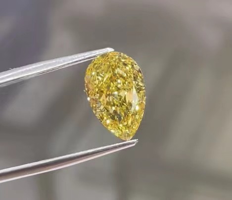 4CT CVD Желтая лабораторная выращенная бриллиантовая груша Форма роскошная яркая желтая бриллиантовая кольца Ожерелье