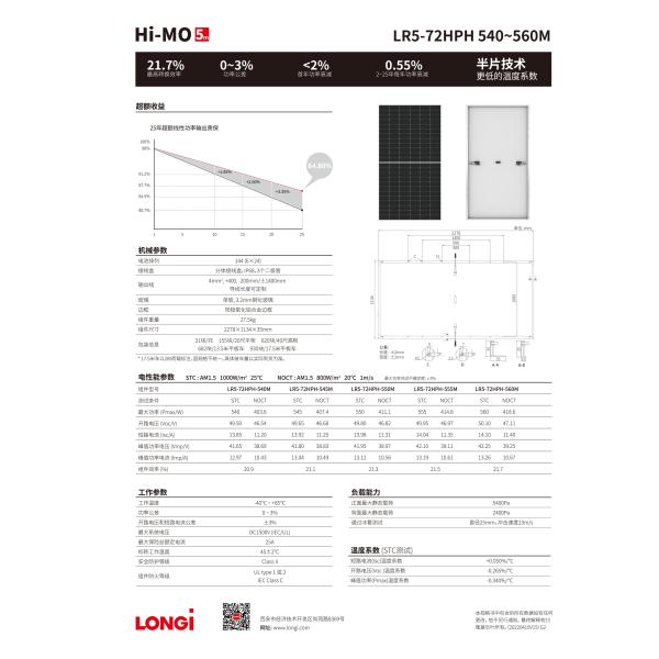Моно солнечная панель Longi полуклетка 540w 550w 555w 560w Солнечные панели для домов