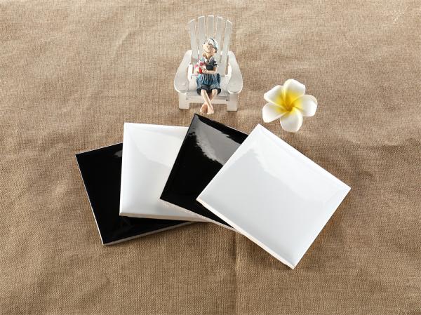 Black White 152x152mm Glossy Ceramic Wall Tiles for Bathroom