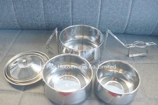 Tiffin Stainless Steel Lunch Box Hand Holding Food Storage Container Set 3 Layers
