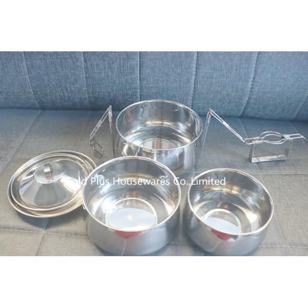 Tiffin Stainless Steel Lunch Box Hand Holding Food Storage Container Set 3 Layers