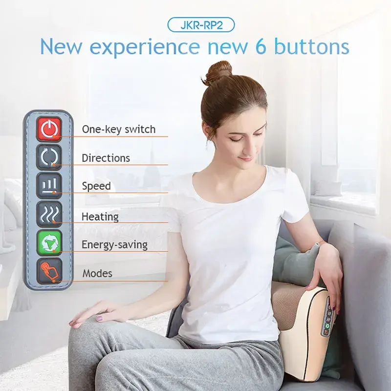 s Best Shiatsu Infrared Heat Neck Kneading Massage Cushion with 500mAh Battery Charge