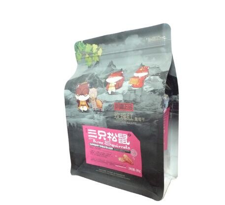 Printed Block Bottom Stand Up Food Grade Package Aliuminum Foil Laminated Dry Fruit Plastic Packaging Bags