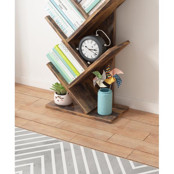 Wood Panel Tree Shape Book Rack Shelf Living Room Funiture