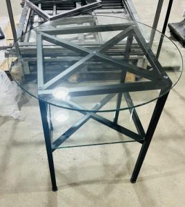 30inch Retail Display Round Tempered Glass Table With Shelf Quick Assembly