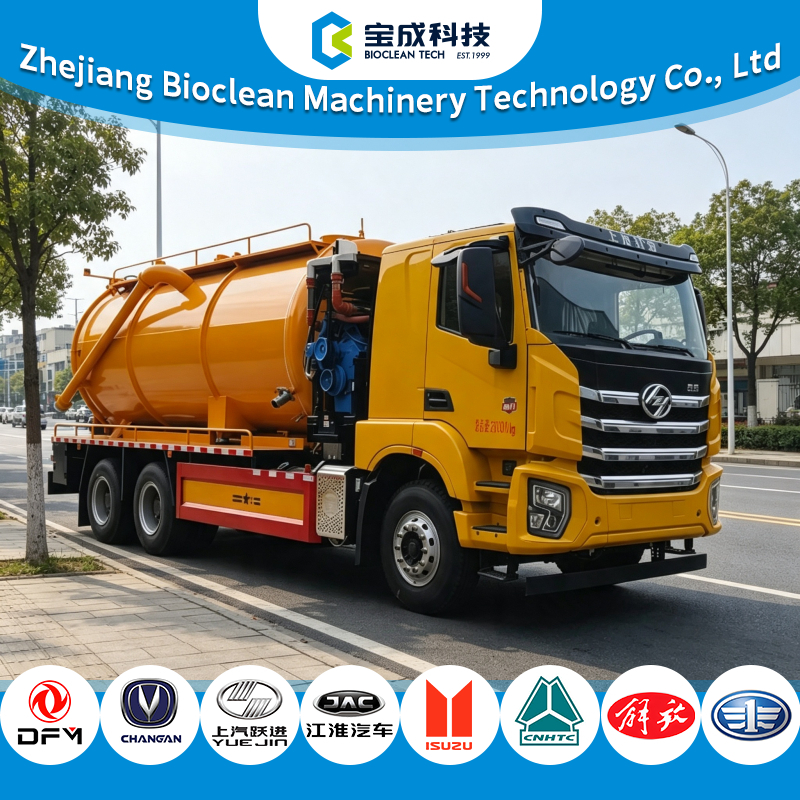 Heavy Load 25 Ton Vacuum Suction Truck With 16000L Sewage Sludge Transport Truck For Sewer Works