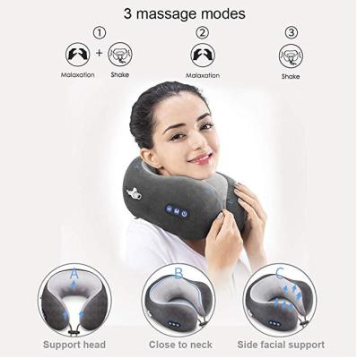 Shiatsu And Rolling U Shaped Travel Pillow Grey Color And Support Customized