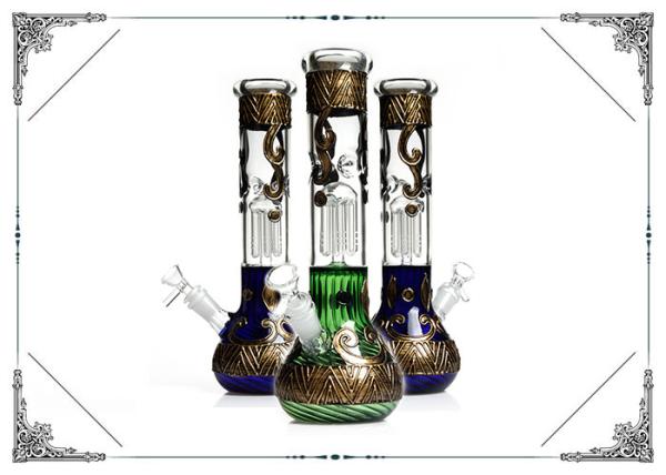PHOENIX STAR 6 Arms Perc Glass Bongs With Copper Art On Glass