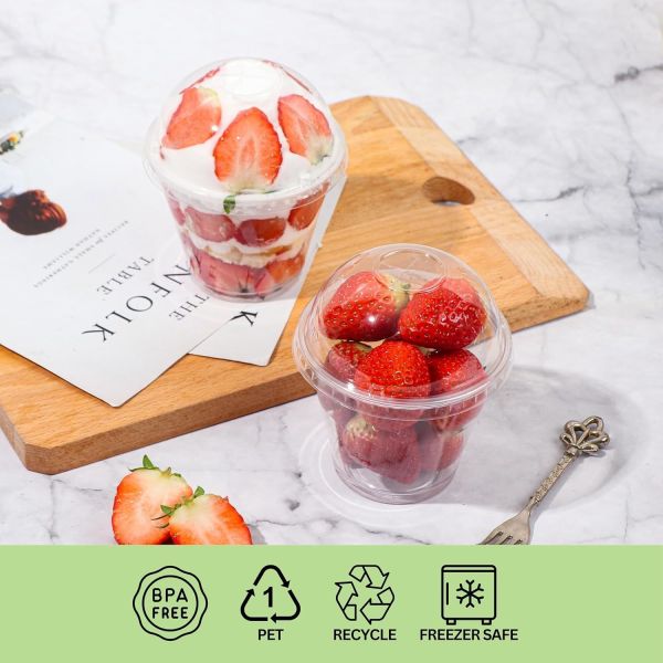 Mini 7oz Takeout PET Plastic Disposable Cup Sauce Container Yogurt To-Go Cups