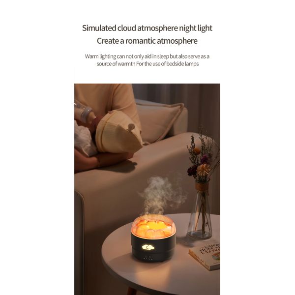 Cloud Design Essential Oil Ultrasonic Air Humidifier 320ml With Colorful Night Light