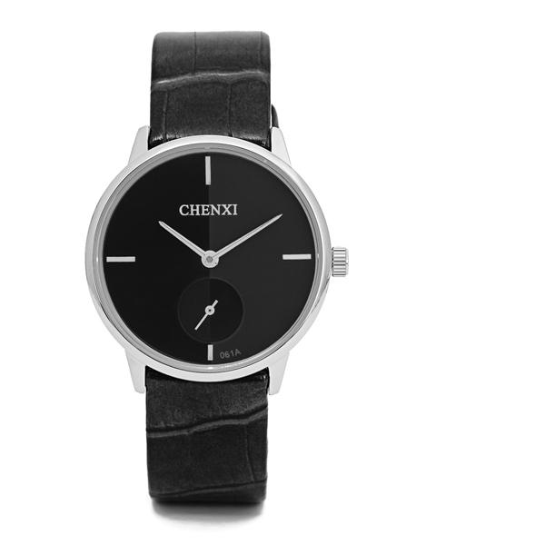 Rose Gold Silver High Quality Leather Watch Original Quartz Watch Man Stainless Steel Caseback CHENXI Watch