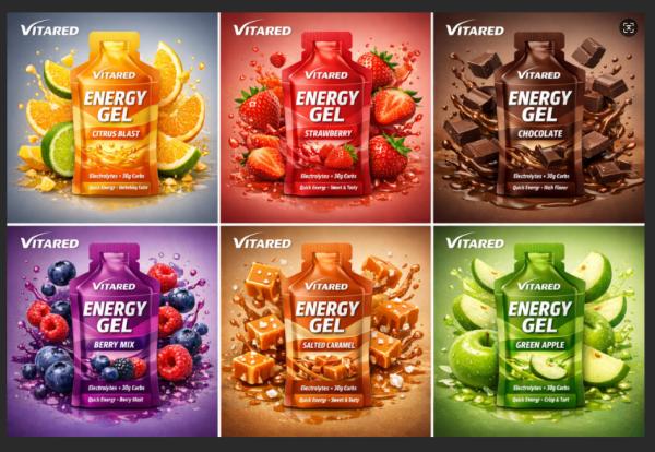 Premium Energy Gel Mixed Flavors with Complex Carbs Electrolytes and Amino Acids