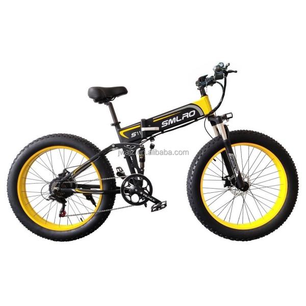 Electric Bike Fat Tire Folding 13AH SMLRO S11 26x4.0 Inch 48V 1000W Motor 7 Speed