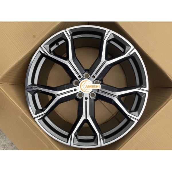 5 Double Spoke 21 Inch Alloy Wheels , Glossy 9.5J Alloy Rims For BMW