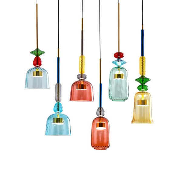 Nordic Colorful Pendant Lights Home Decorative Lighting Living Room Bedroom Indoor Glass Hanging Lamp(WH-GP-36)