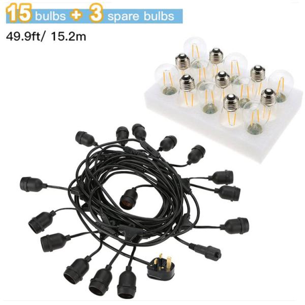 S14 Outdoor Waterproof Lamp String 15M 15 Head Festival Decoration Outdoor Waterproof Lamp String