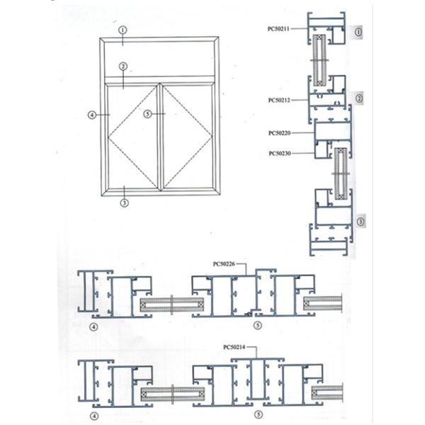 Профиль алюминия Windows 6061 офиса/ванной комнаты, деревянное зерно покрыл штранг-прессование алюминия профиля