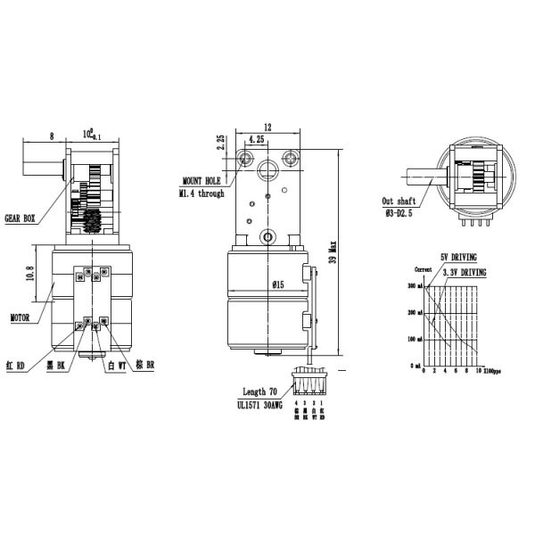 micro15mm diameter high torque electric worm gear stepper reduction electric stepper motor 5V compact motor
