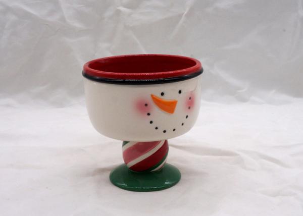 Ceramic Snowman Coffee Mug , Strong Dolomite Christmas Mugs With Feet