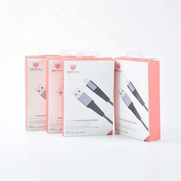 Gift White Card Paper Mobile Accessories Packaging / Usb Data Cable Packaging Box
