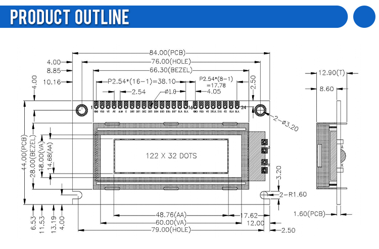 Yellow Green Film LCD12232F 12232 Display Module LCM LCD Module Graphic Dot Matrix Screen Voltage 5V 3.3V