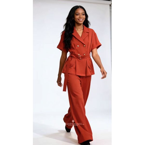Sleeveless Blazer and Pants Set - Women's Suit Set for Professional Wear