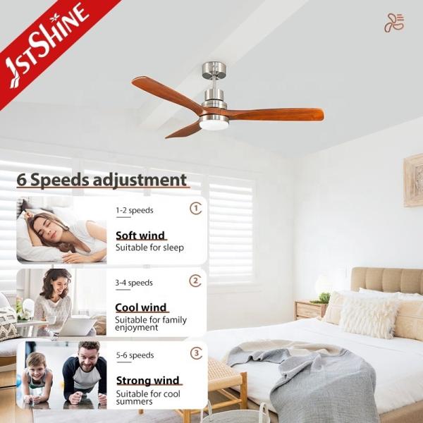 Home Office 1stshine Ventilador de teto de lâmina de madeira maciça com economia de energia AC e luzes LED