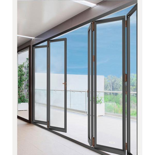 Portas de empilhamento de dobramento de alumínio do projeto moderno para a porta bifold vitrificada da porta da casa dobro bifold vertical residencial