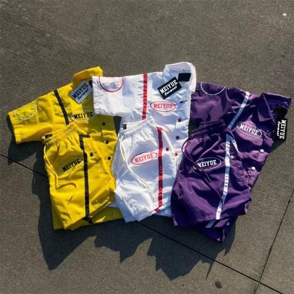 Custom Logo Nylon Polyester Buttons Polo Shirt 2 Piece Set Cargo Shorts Jogging Suit Men Tshirts Short Set Tracksuit for Men