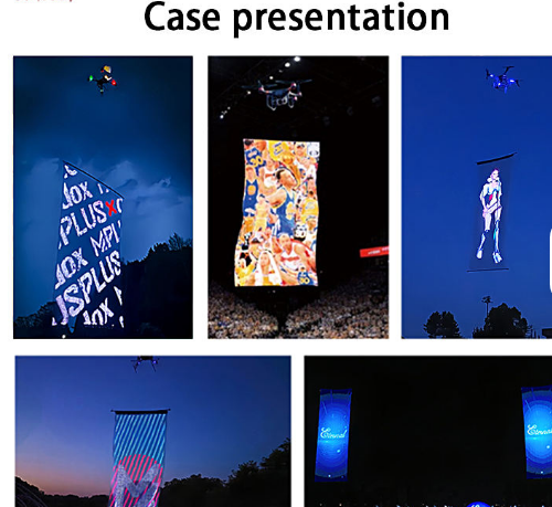 P30High Brightness LED Mesh Drone Screen Display Large High-Tech Lightweight Thin Flying Screen for Wall Installation Outdoor Advertising and Event Visuals