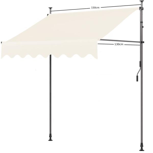 Clamp Awning, Patio Canopy Awning, Sun Protection, Beige Height From 200-300cm