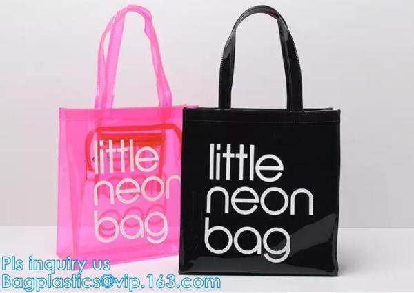 PVC soft pouch bag with round, packaging bag with embroidery recyclable quilt packaging bag, Handle Bag, PVC Shopping Ba