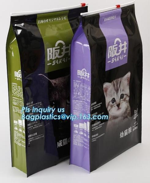 Side Gusset Plastic Aluminum Foil plastic Pet dog Food Bag with slider zipper, dog food block bottom pouch with slider c