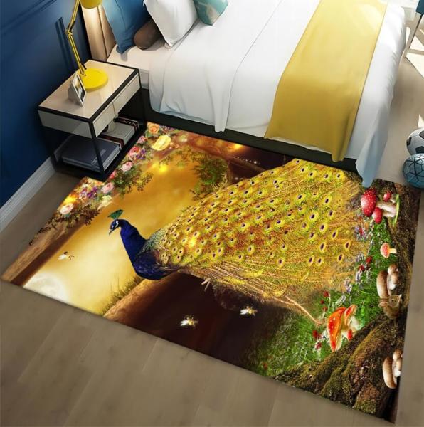 Light Luxury Peacock Pattern Bedroom Blanket Sofa Bedroom And Living Room Floor Carpets