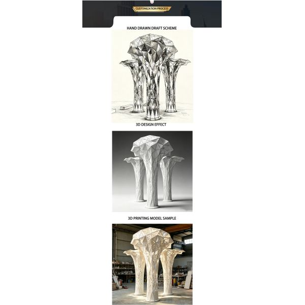 Large outdoor park stainless steel lighting sculpture