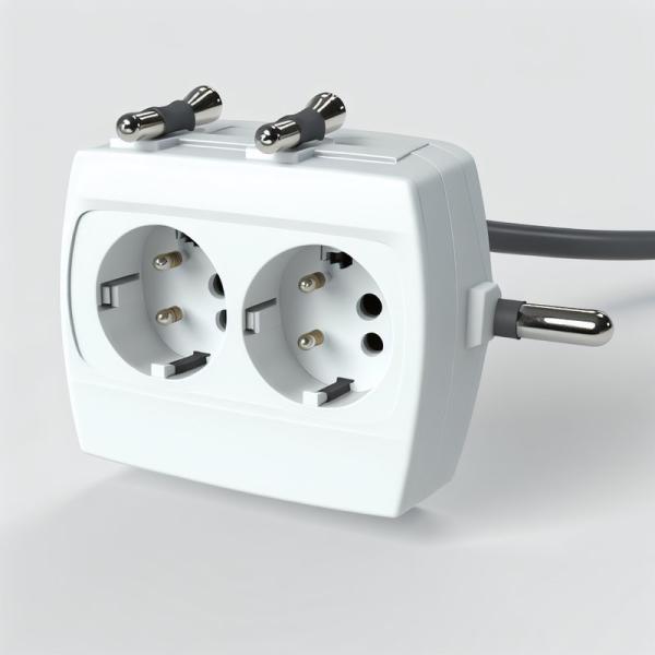 EU 3pin Male Plug To 2 X EU 3pin Female Sockets France 1 To 2 Extension Cord for Multiple Devices