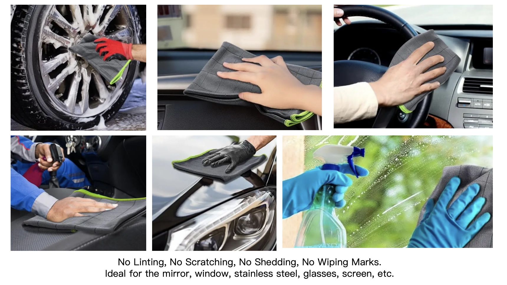 Carbon Microfiber Car Detailing Cloth For Glass Window Polishing Lint Free