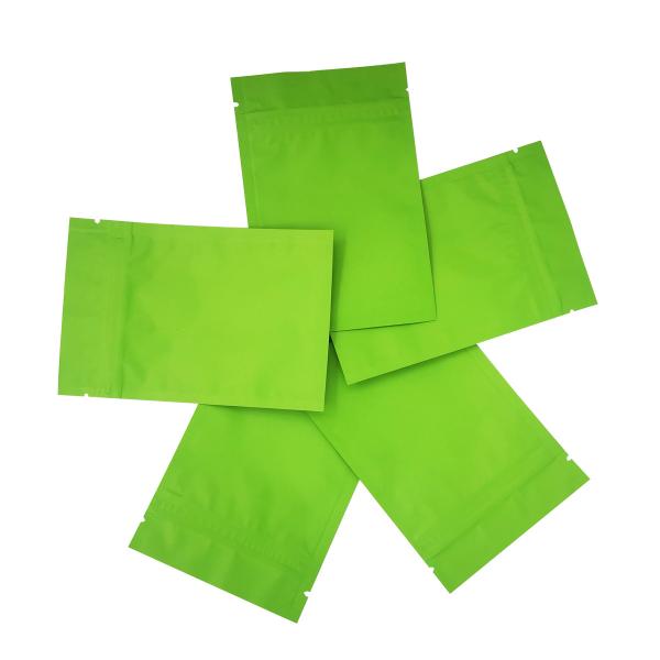 Custom Printed Matte Green Zipper Bags Foil Coated Pouches with Ziplock for Food, Facial Mask, Accessories Packaging