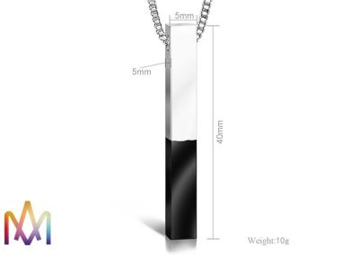 Mylongingcharm Mix Color Cuboid Bar Pendant Mens Engraved Necklace