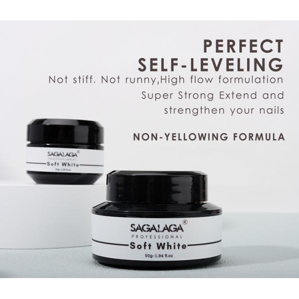 Etiquetas privadas Gel de uñas de color blanco suave UV Gel de constructor de uñas de jelly Gel de extensión de uñas Gel duro para uñas en tarro