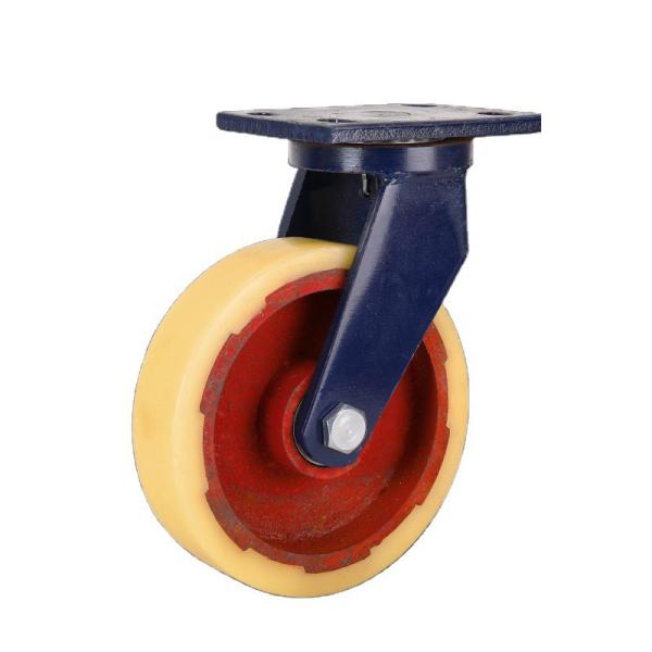 1000kg High Load Heavy Duty Red Iron Core Nylon Castor Wheel with Roller Bearing Type
