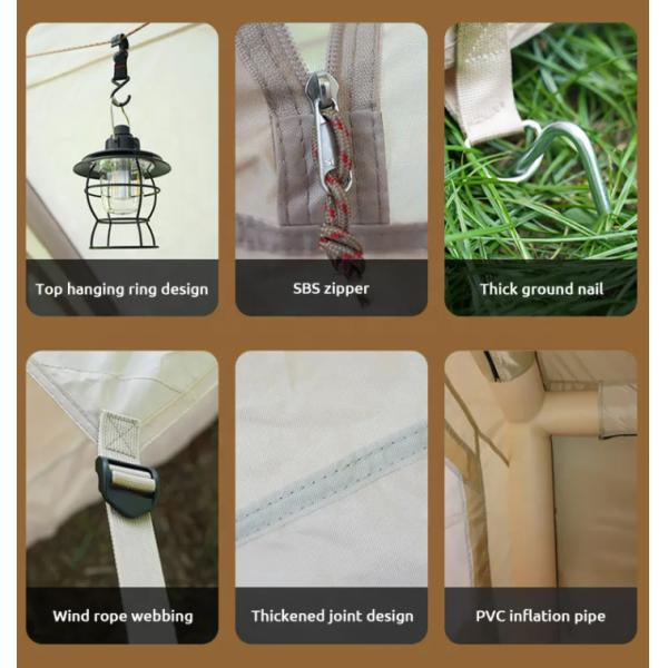 Оптовая надувная воздушная туристическая палатка Большая холстая гальваническая хижина семейная надувная ванная палатка