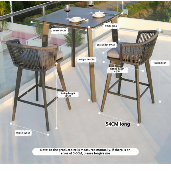 Handmade Rattan / Wicker Furniture Outdoor Bistro Bar Stools Aluminum Dining Chairs