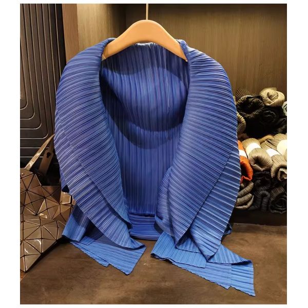 High-End Summer Jacket with Niche Design Pleated Top New Style Large Lapel Loose Casual Solid Color Irregular Dye Processed