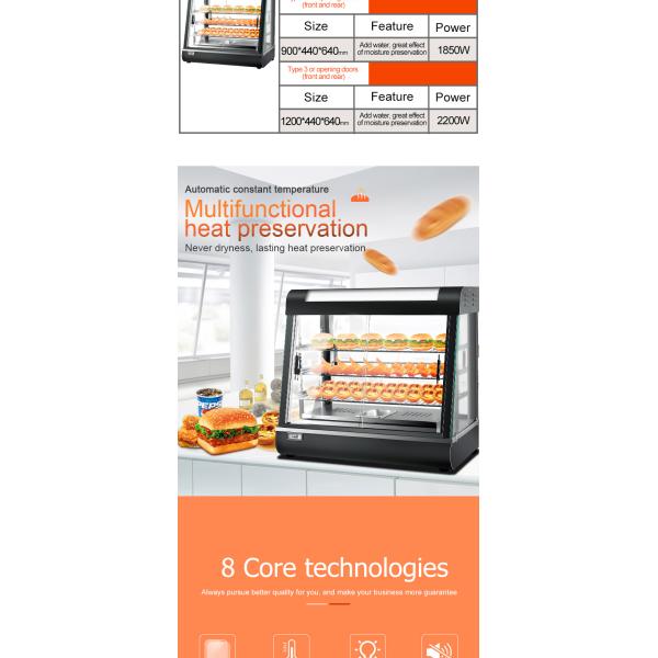 Электрический коммерческий пищевой отопительный дисплей Витрина со стеклянной крышкой и корпусом из нержавеющей стали