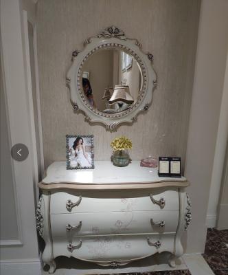 Modern Classic French Furniture Dressing Table Mirror Full Solid Wood Frame Carving Roses